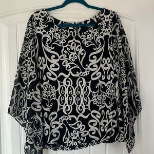 Alfani Black and White Patterned Blouse
